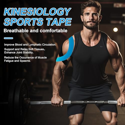 Kinesiology Tape Precut Strips K Tape Rolls for Muscle Support - color: Beige,black,blue