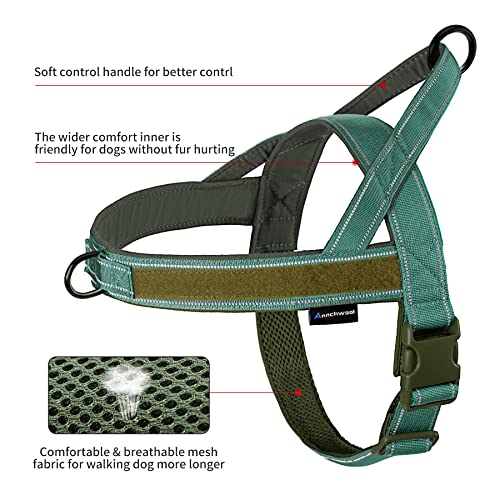 Annchwool No Pull Dog Harness with Padded Handle+5 Ft Leash(Green-Set,S) - color: Reflective-Green Set, size: S