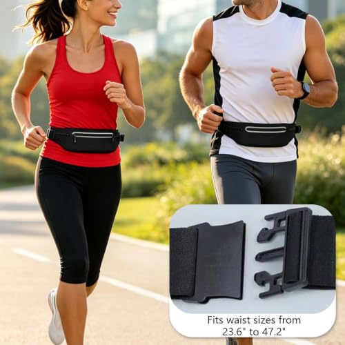 Running Belt for Men Women Waterproof Reflective Fanny Packs - color: Black