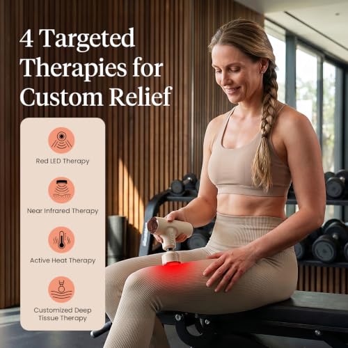 BOB AND BRAD Q2 Ultra Mini Massage Gun with Red LED Therapy Infrared Heat - color: Creamy Beige