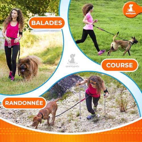 SparklyPets Hands Free Dog Leash, Medium & Large Breeds (Pink, 1 Dog) - color: Pink, size: 1 dog M/L