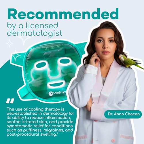 Medi Grade Face Ice Pack and Cooling Eye Mask Set, ChillGel Gel Mask, Green - color: Green