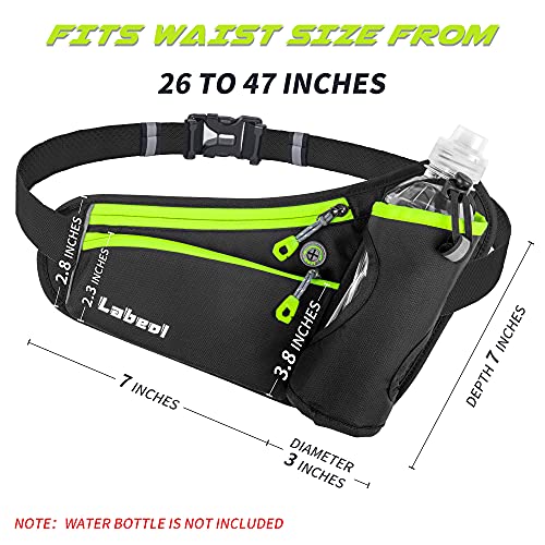 Running Belt, Waterproof Hydration Belt with Water Bottle Holder Hiking Walking Waist Pack Reflective Adjustable Fanny Pack Compatible for Phone Waistband Outdoor - color: Green