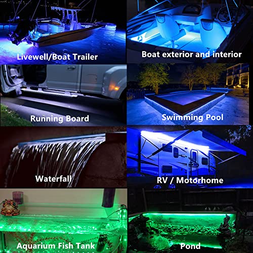 Marine Submersible Boat LED Strip Lights, 12V 4FT IP68 Waterproof - size: 4FT White