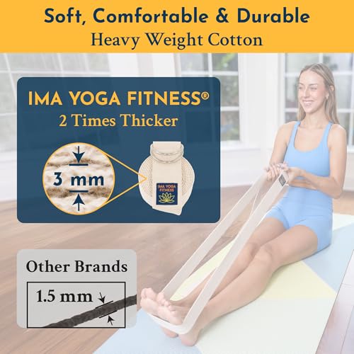 Extra-Wide 2 Inch Cotton Yoga Strap: Stretching, Physical Therapy, Exercise - color: Natural, size: 10 feet