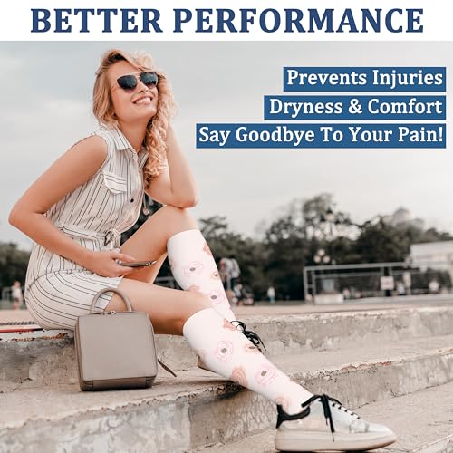 FEYHAY Copper Compression Socks (3 Pairs) 15-20 mmHg Circulation is Best Athletic & Daily for Men & Women, Running, Climbing - color: 18 Flower 4, size: Large-X-Large