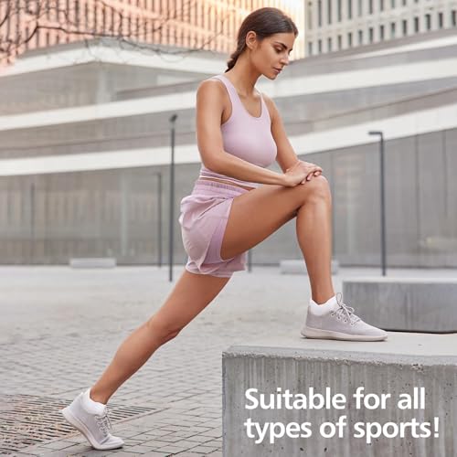 PAPLUS Ankle Compression Socks for Women, 6 Pairs Cushioned Running Socks - color: White（6 Pairs）, size: Large-X-Large