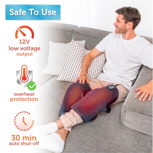 COMFIER Heated Knee Massager Heating Pad for Knee,Heat Knees Warmers Wrap with Massage and Vibration-Greige - color: Greige