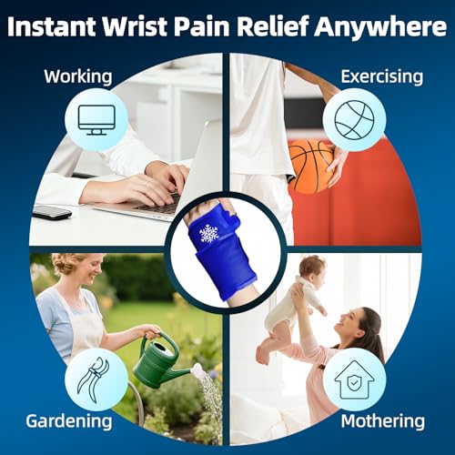 Comfytemp Wrist Ice Pack Wrap Carpal Tunnel Relief Wrist Brace 2 Packs - color: Dark Blue, size: 20"x4"