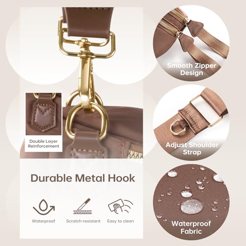 Cross Body Bag for Women Bum Bag Checkered Belt Bags Fanny Packs for Girls Travel Purse Fashion Waist Packs Crossbody Nylon Purse Trendy Shoulder Bags for Womens - color: Brown