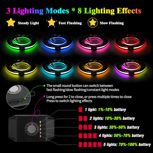 LED Dog Leash Waist Hands Free, Light Up Dog Walking Leash with Pouch - color: Multicolor