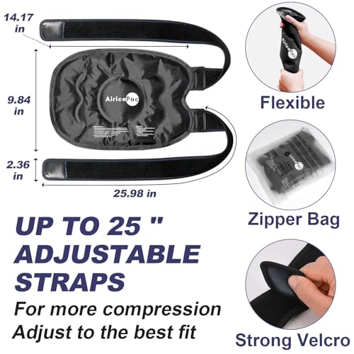 AiricePac Ice Pack for Knee Pain Relief, Reusable Gel Ice Wrap for Injuries, Swelling, Knee Replacement Surgery, Cold Compress Therapy for Arthritis, Meniscus Tear and ACL, Black - style: BLACK 1 PACK