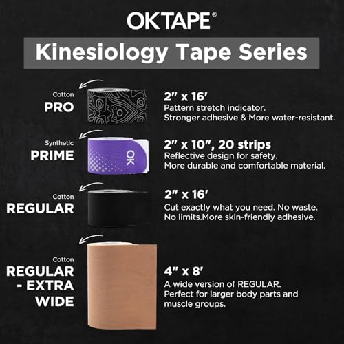OK TAPE Extra Wide Kinesiology Tape, 4 Inch Wide Uncut Roll - color: Beige, size: 2 Rolls-Uncut