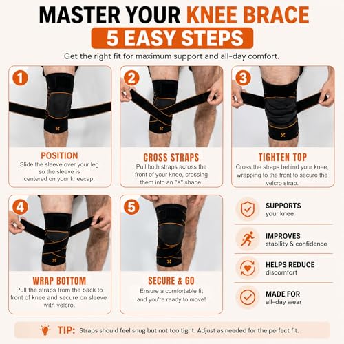 CopperJoint Adjustable Knee Sleeve with Straps Women & Men, Single, XLarge - size: X-Large
