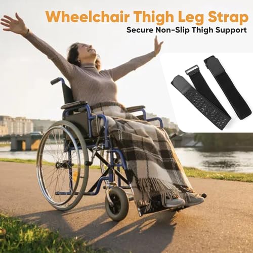 2 Pack Wheelchair Thigh Leg Strap - Leg Support on a Wheelchair for Adults, Adjustable Secure Leg Straps for Wheelchair Accessories with Non-Slip Design and Easy Hook Closure - size: Thigh Leg Strap