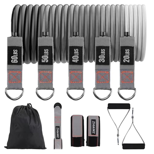 Resistance Bands with Handles, Exercise Bands with Handles, Door Anchor - color: Black-Gray Set-200lbs