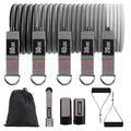 Resistance Bands with Handles, Exercise Bands with Handles, Door Anchor - color: Black-Gray Set-200lbs