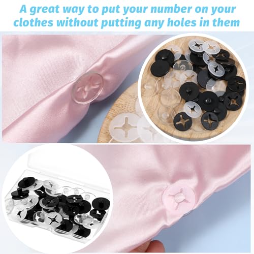 cobee Race Number Buckle Fixing System, 24 PCS Clear Running Bib Clips, Triathlon Race Bib Holder Reusable Field Events Fastener Holder for Runners, Marathon, Skating