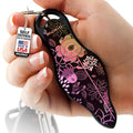 MUNIO Self Defense Keychain – Lightweight, Stylish & Portable Safety Tool for Women & Men – Non-Lethal Kubotan, Easy to Use - color: Modern Flowers