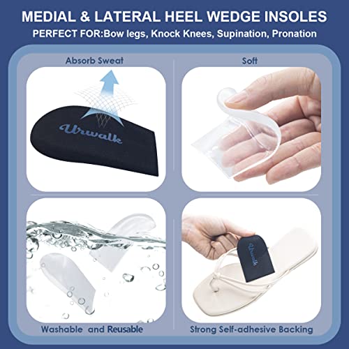 3 Layers Adjustable Supination & Over-Pronation Corrective Shoe Inserts, Medial & Lateral Heel Wedge Insoles for Foot Alignment, Knee Pain, Bow Legs, Osteoarthritis (Black - Large)