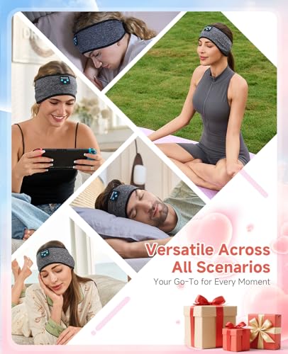 Perytong Sleep Headphones Bluetooth 5.4 Headband, Sports Wireless Earphones Sweat Resistant Earbuds Sleeping Headphone with Ultra-Thin HD Stereo Speaker for Workout Running Cool Gadgets Unique Gifts - color: HB DarkGrey