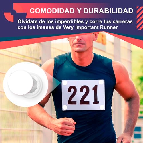 4 Race Bib Magnets for Runners, Race Bib Clips, No Pins, White - color: White