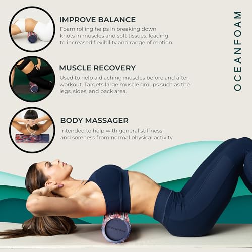 Oceanfoam Tidal Exercise Foam Roller (Red, Dark Navy & Natural Marbled) - color: Red, Dark Navy & Natural Marbled