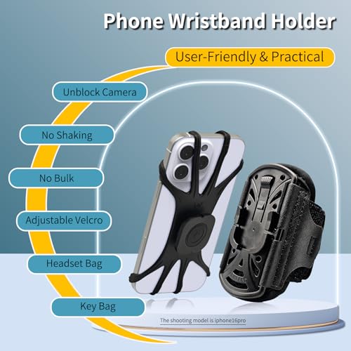Running Wristband/Armband Phone Holder【360° Rotatable & Upgrade Anti-Drop】 - color: Black, size: Small