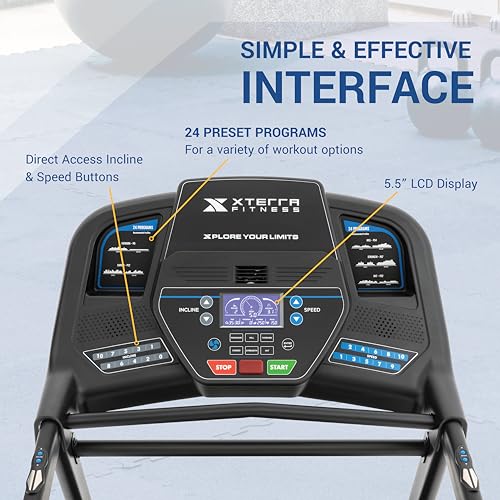 Xterra Fitness Sport Series Premium Folding Smart Treadmill, Handlebar Speed and Incline Controls, Large XTRASoft Cushioned Running Deck, Built-in FTMS-Enabled Bluetooth with XF Connect Fitness App - style: TR65