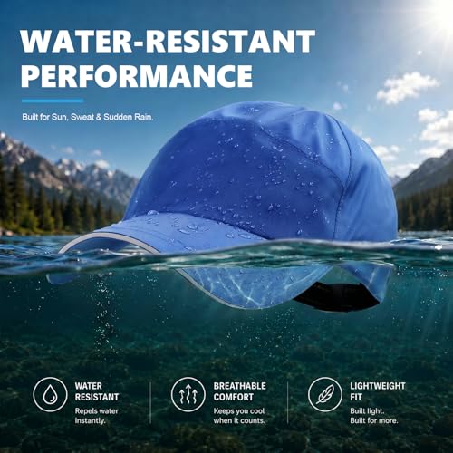 Waterproof Baseball Cap Running Hat Mens Womens Rain Hat Quick Dry Golf Hat with Sweatband Outdoor Breathable Sports Cap - color: Blue