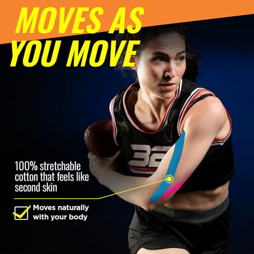 Kinesiology Tape, Elastic Latex-Free Sports and Athletic Support, 3 Rolls - color: Black-blue-pink