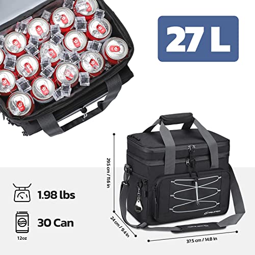 Maelstrom 24/30/60 Can Soft Cooler Bag, Double Deck Portable Ice Chest - color: Black, size: 30 Can