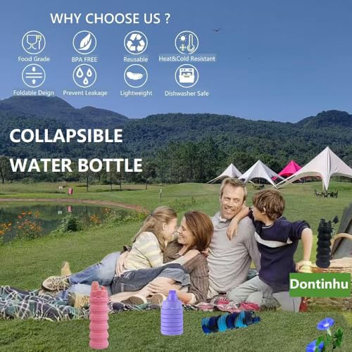 Collapsible Water Bottles 5 Pack 500ml（Colorful - color: Colorful