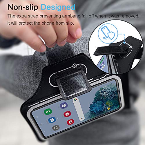 Armband for Samsung Galaxy S26 S25 S24 S23 S22 Ultra/Plus/FE, Gym Running Workouts Arm Band with Earbuds Holder (Black) - color: Black