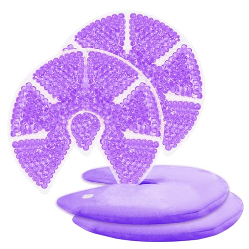 Hot/Cold Breast Gel Ice Packs Breastfeeding Cooling/Heat Pad Pain Relief - color: Purple