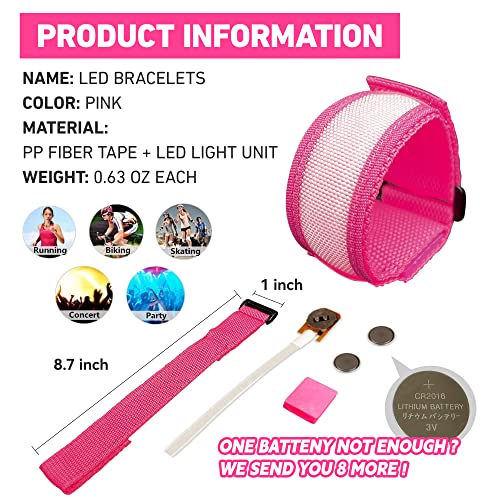 FANL 8/12/24 Pack LED Glow Bracelets, 8 Colors, Light Up Party Favors - color: 8 Pack – Pink