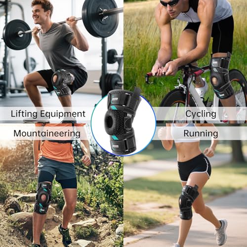 Hinged Knee Brace with Dual Metal Side Stabilizers & Patella Support – Adjustable Open Patella Knee Support for Men and Women – Helps with ACL, MCL, Meniscus Issues – Breathable Design for Sports, Running, Workout (Medium) - size: Medium