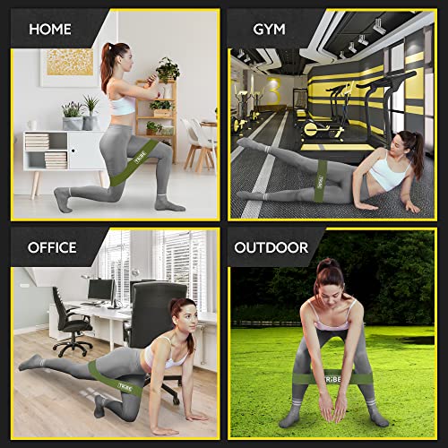 Fabric Resistance Bands for Working Out, 5-Band Set for Legs and Glutes - color: Green