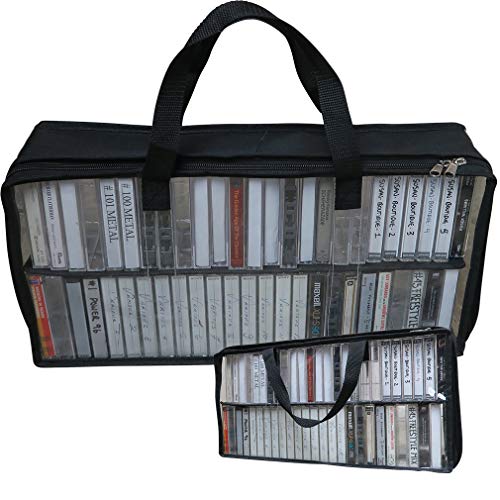Evelots Cassette Tape Storage Bag, Holds 100 Tapes with Cases - size: 2-Pack (Holds 50), style: Cassette Tape Bag