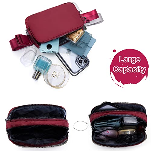 AROME Mini Belt Bag for Women Men Fashion Waist Packs Fanny Pack - color: Wine