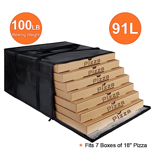 Insulated Pizza Delivery Bag for Carry Hot, 20" x20"x14", Black, 1Pk - color: Black, size: 20 x 20 x 14 inches