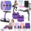 3-in-1 Resistance Bands Set, Fabric Booty Elastic, 6-Tube Pedal Pull Rope & Ankle Strap with Cuffs, Workout Equipment for Women Home Gym, Leg Glute Butt Hip Exercise