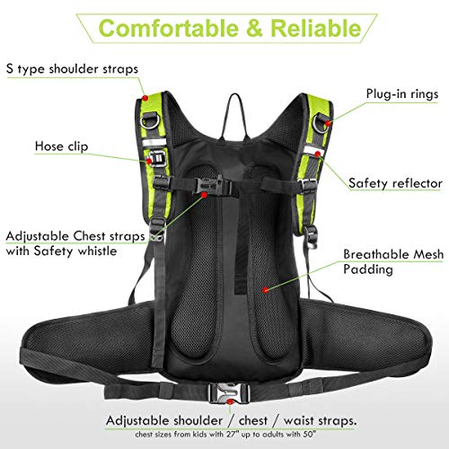 Mothybot Insulated Hydration Backpack Pack with 3L BPA Free Leak Proof Water Bladder, Large Storage Lightweight Hiking Daypack with Waist Pouches & Cooler Layer, for Running, Biking, Camping, Festival - color: Green