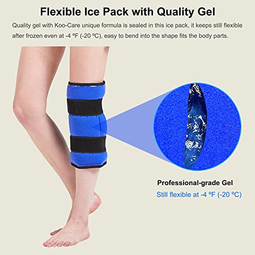 Koo-Care Extra Large Gel Ice Pack for Injuries Reusable Flexible Hot Cold Compress with Wrap for Shoulder Rotator Cuff, Back, Hip, Shin, Knee Replacement Surgery Pain Relief 13.1" x 14.7" XL Pack of 2 - size: 13.1 x 14.7 Inch (Pack of 2)