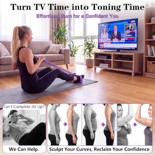 Pedal Resistance Band with Handle,10 Adjustable Levels, 8-80 LBS - color: 10-Tube Pink