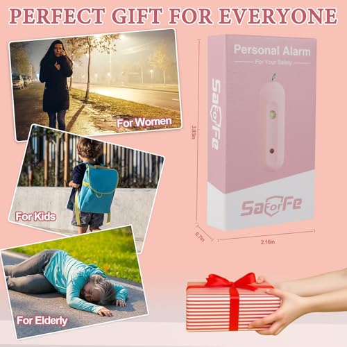 Personal Safety Alarm - Waterproof Rechargeable Security Alarm - 140dB Extra Loud Siren & Strobe Light - Self Defense Keychain - Gift for Women, Teenagers, College Girls, Seniors (Pink) - color: Pink