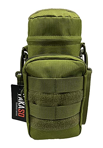 Tactical Molle Water Bottle Holder Pouch Hydration Carrier Bag Tactical EDC Water Bottle Carrier with Detachable Shoulder Strap for Hiking Camping Outdoor Sport Travel - color: Army Green