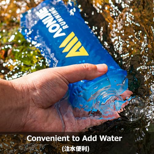 Azarxis TPU Soft Flask Collapsible Water Bottle Running Folding Gel Water Reservoir Handheld for Hydration Pack Hiking Cycling Climbing Jogging Marathon Trail Race - color: #03 Blue - 500ml with Adjustable Handstrap