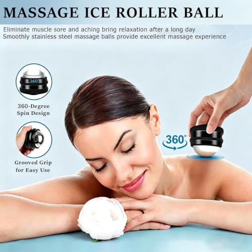 Massage Ice Roller Ball, Roller for Muscles Deep Tissue Cold & Heat Therapy - color: Black-02