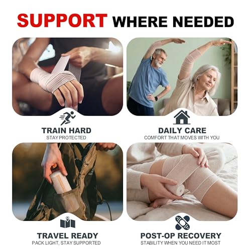 FRESINIDER Premium Elastic Bandage Wrap 8 Pack, 2-6 Inch, Hook and Loop - color: 8 Pack Value Pack